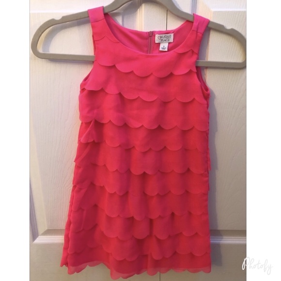 CHILDRENS PLACE pink soft scallop dress - Picture 1 of 4